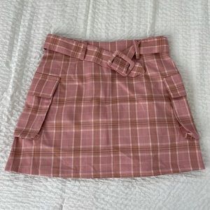 Pink plaid skirt